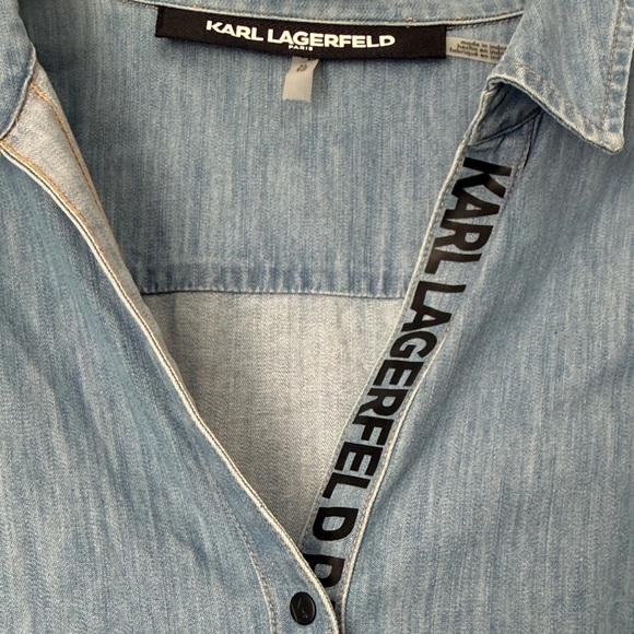 Karl Lagerfeld Blue Denim Top - Picture 3 of 6